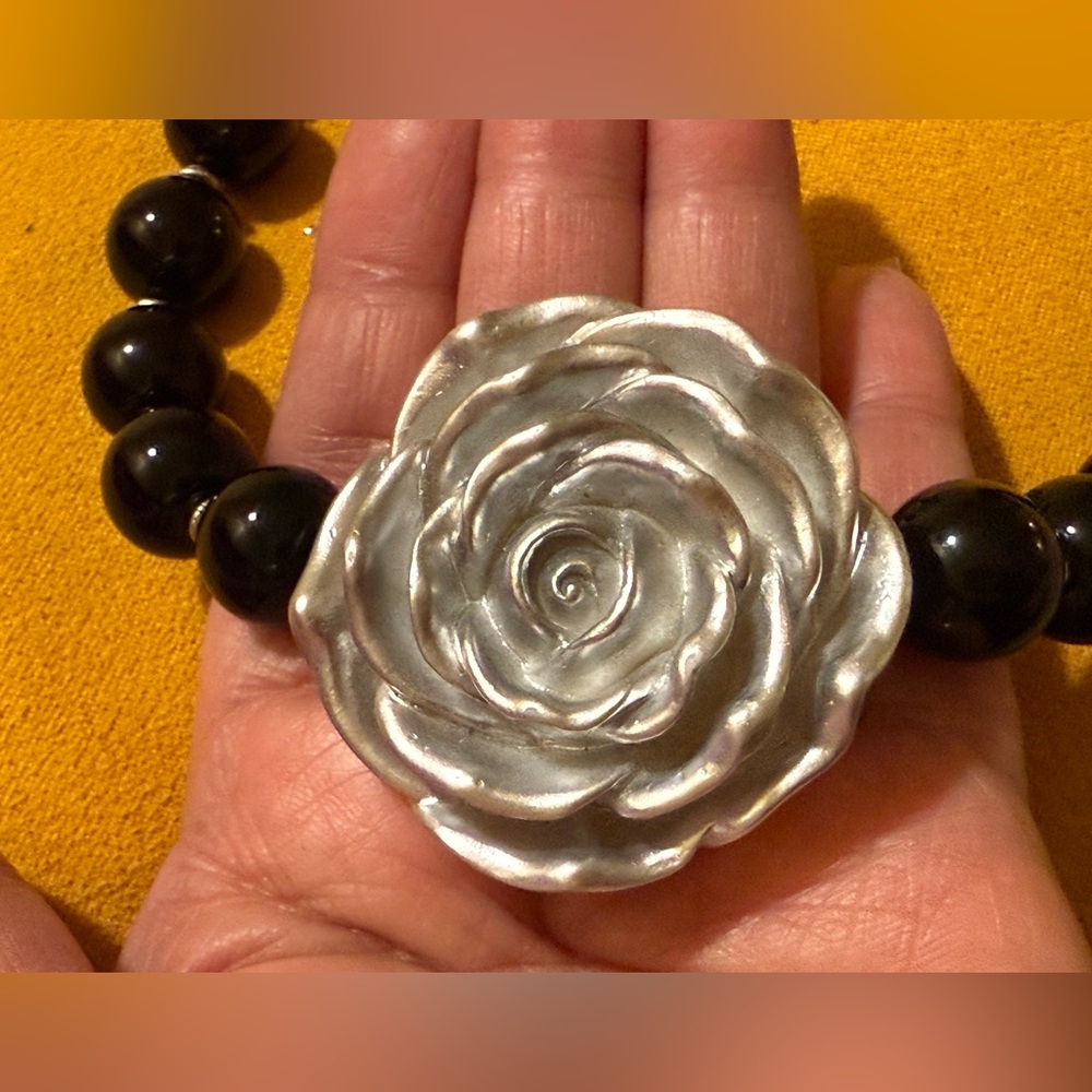 Beaded Large Floral Ceramic Statement Necklace - image 4